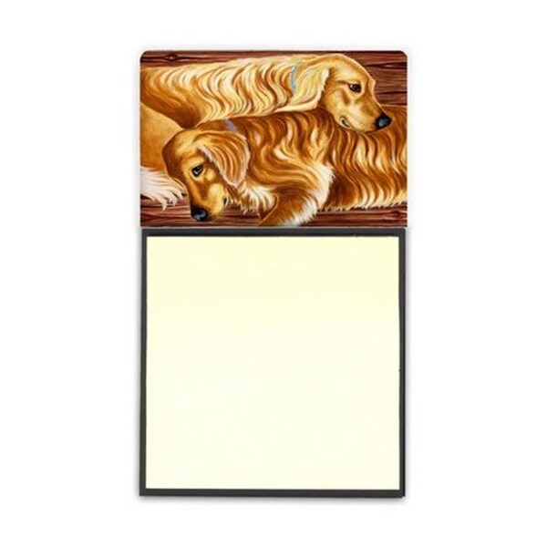 Carolines Treasures Carolines Treasures AMB1387SN Zeus & Chloie the Golden Retrievers Sticky Note Holder AMB1387SN - main